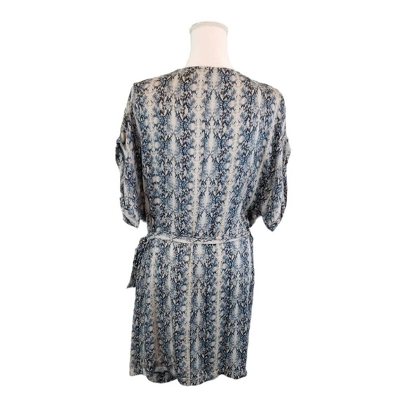 BTFL-Life Blue Snake Print Wrap Dress / Kimono Tie Waist – Size L - Picture 4 of 15